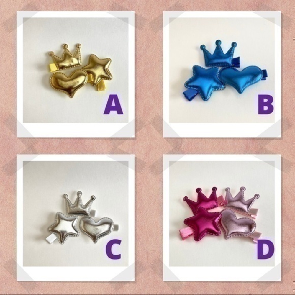Girls | Cute Metallic Color Hair Clips with Different Shapes